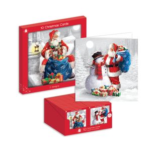 Square Outdoor Santa Cards X10 Pk24