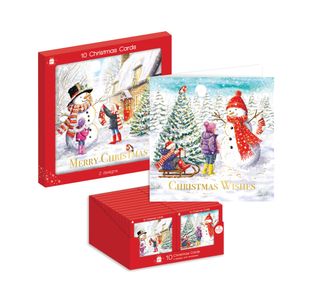 Square Snowman Cards X10 Pk24