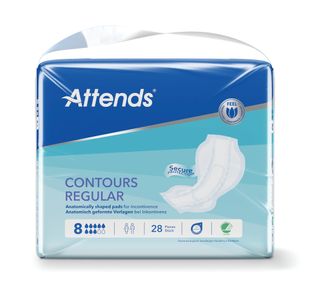 Attends Contours Pad Sz 8 Reg Pk28