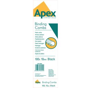 Fellowes Apex Combs 10Mm Black Pk100