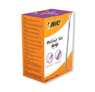 Bic Round Stic Grip Ball Purple Pk40