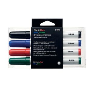 Drywipe Markers Assorted Colours Pk4