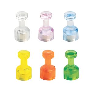 Bi-Office Pin Coloured Magnets Pk6