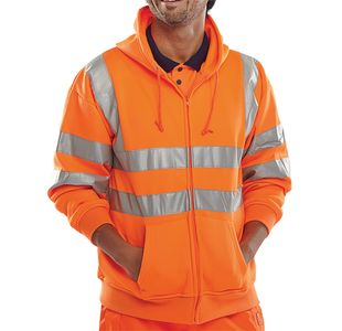Zip Up Hooded Sweatshirt Orange S