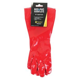 Pvc Gauntlets 1 Pair Red 16 Inch