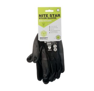 Nite Star Nylon Gloves 1Pr Blk L