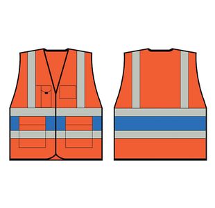 Hi Vis Exec Vest Org/Rblue Band M