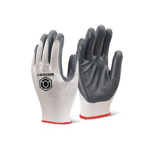 Nitrile P/C Poly Gloves Grey L Pk10