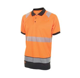 Hi Vis S/S Polo Shirt Org/Black 2Xl