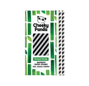 Bamboo Paper Straw Blk Stripes Pk250
