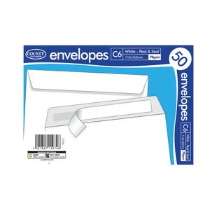 C6 Peel/Seal Envelope X50 White Pk20