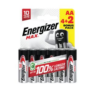 Energizer Max Aa Battery 4+2 Pk6
