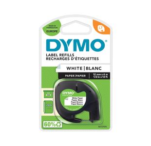 Dymo Letratag Paper Tape 12Mmx4M Wht