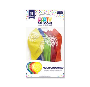 Eurowrap 10 Party Balloons Ast Pk6