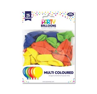 25 Party Balloons Assorted Pk6