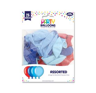 25 Party Balloons Blue/Red Pk6