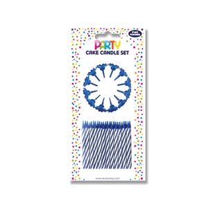 Eurowrap Cake Candle Set Blue Pk6