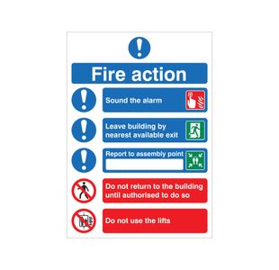Fire Action Symbolised Sign Vinyl A4
