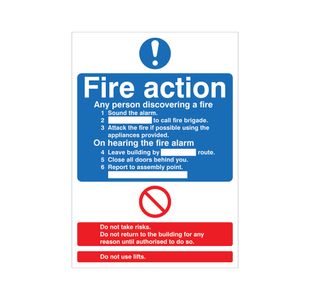 Fire Action Standard Rigid Plas A4