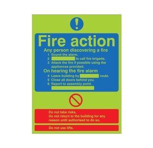 Fire Action Standard Plas 300X250