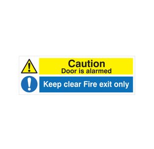 Caution Door Alarmed Vinyl 150X450
