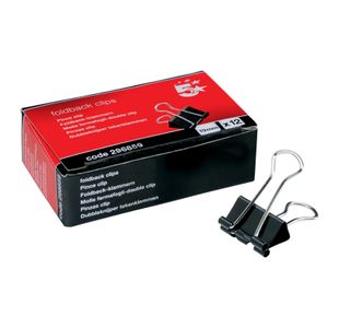 Foldback Clips 19Mm Black Pk12