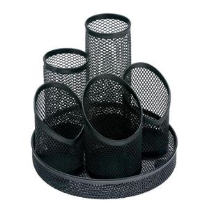 5 Compartment Mesh Desk Tidy Blk