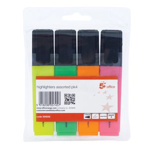 Highlighter Chisel Tip Ast Pk4