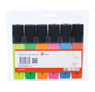Highlighter Chisel Tip Ast Pk6