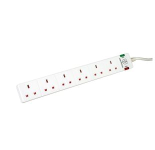 5 Star 6-Gang Extension Lead 2M Wht