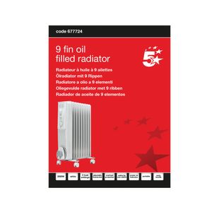 9 Fin Oil Filled Radiator 2000W Wht