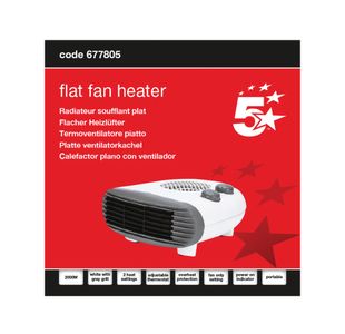 5 Star Flat Fan Heater 2000W White