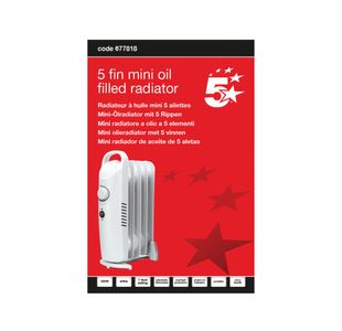 5 Fin Mini Oil Filled Rad 500W White