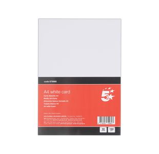 5 Star A4 White Card 160Gsm Pk50