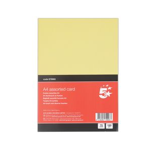 5 Star A4 Assorted Card 160Gsm Pk70
