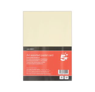 5 Star A4 Pastel Card 160Gsm Pk50