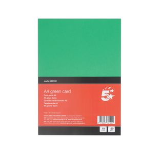 5 Star A4 Green Card X10 Cards Pk12