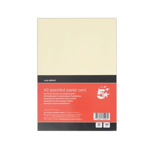 5 Star A3 Pastel Card 160Gsm Pk25
