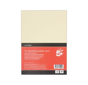 5 Star A4 Pastel Card X10 Cards Pk12