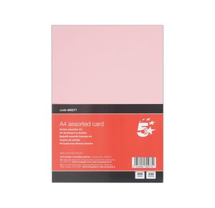 5 Star A4 Assorted Card 230Mi Pk200