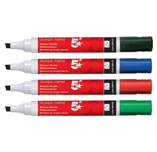 Drywipe Marker Chisel Tip Ast Pk6