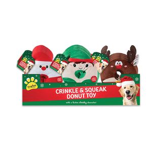 Xmas Crinkley/Squeaky Donut Toy Pk12