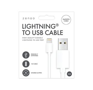 Lightning To Usb Cable 1M Wht Pk24