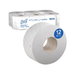Jumbo Toilet Roll X500 Wht Pk12
