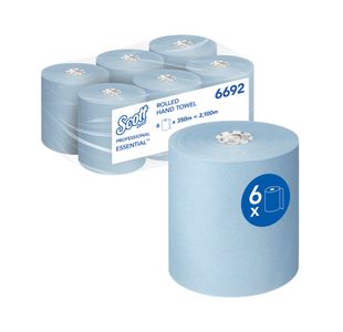 Paper Hand Towel Roll 350M Blue Pk6