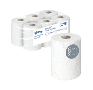 Slimroll Hand Towel Roll Wht Pk6