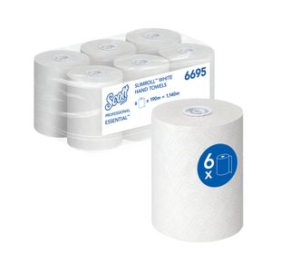 Slimroll Hand Towel Rl 190M Wht Pk6