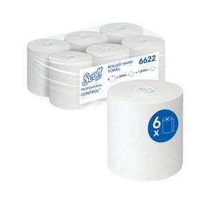 Paper Hand Towel Roll 300M Wht Pk6