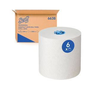 Hand Towel Roll E-Roll 1-Ply Wht Pk6