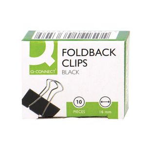 Q-Connect Foldback Clp 16Mm Blk Pk10